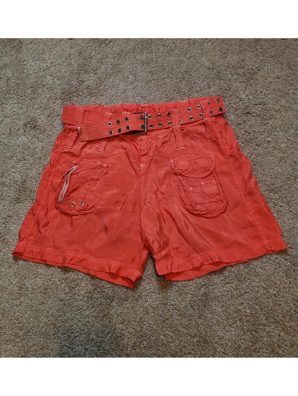Johnny Was Cargo Shorts Womens Size 8 Pete & Greta Cupra Pocket Belted Grunge
